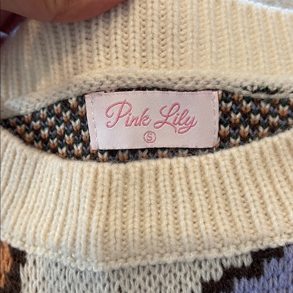 Pink Lily floral print sweater size small - Picture 3 of 5